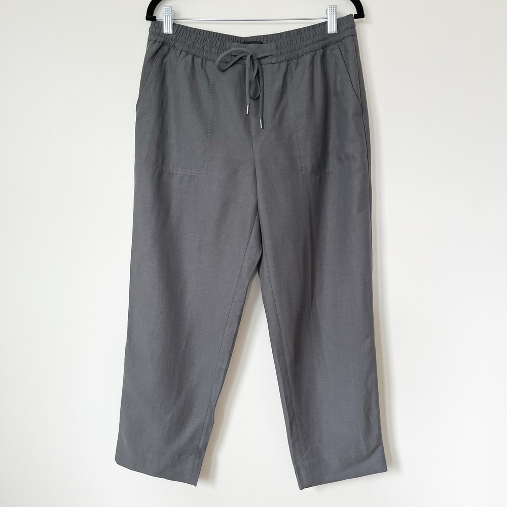 Banana Republic Slim Tencel Linen Pull On Pant Womens Medium Gray Minimalist